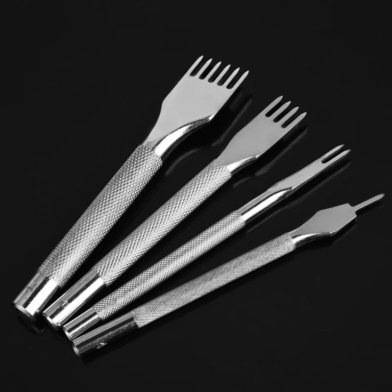 Leather Hole Punch Set: 4 Size High Quality Stainless Steel Tools - Anti-Corrosion Non-Fade Anti-Slip Handle Leather Stitching Chisel for Leather Craft Professionals and Amateurs - Image 4