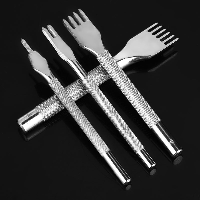 Leather Hole Punch Set: 4 Size High Quality Stainless Steel Tools - Anti-Corrosion Non-Fade Anti-Slip Handle Leather Stitching Chisel for Leather Craft Professionals and Amateurs - Image 5
