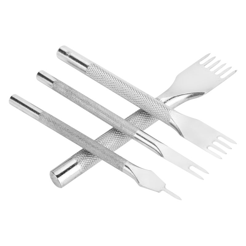 Leather Hole Punch Set: 4 Size High Quality Stainless Steel Tools - Anti-Corrosion Non-Fade Anti-Slip Handle Leather Stitching Chisel for Leather Craft Professionals and Amateurs - Image 3
