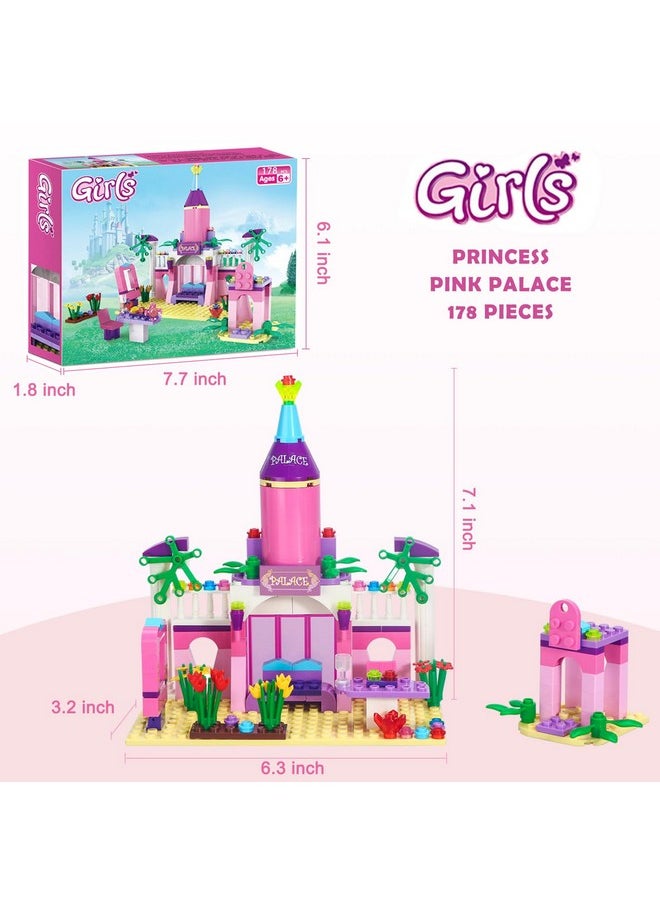 BRICK STORY BRICK STORY Girls Princess Palace Building Blocks Toys 178 Pieces Pink Fairy Castle Building Set Girls Friends Construction Toy Playset Great Small Gift for Kids Age 6 7 8 9 10 and up  - Image 2