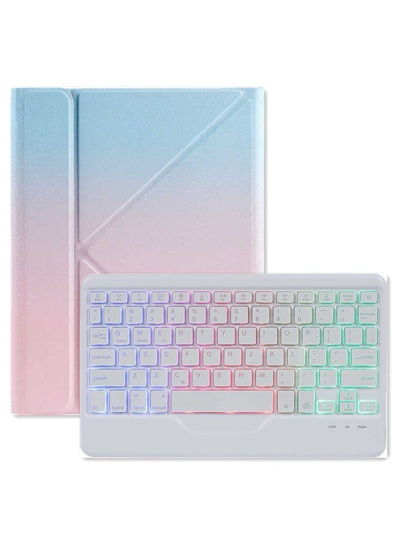 Detachable Keyboard Case for iPad 10th Generation 10.9 Inch 2022, 7 Colors Backlit Gradient Colours Keyboard Cover with Pencil Holder, Foldable Stand - Image 1