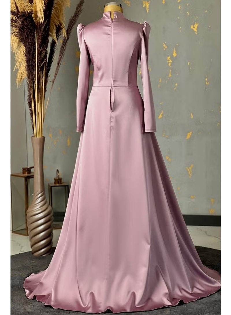 Esilanur Damla Hijab Evening Dress Lilac - Image 2