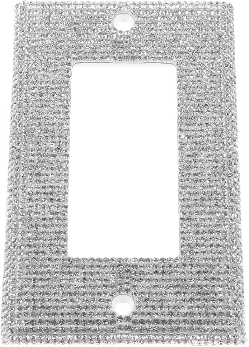 Rhinestone Light Switch Cover Mirror Outlet Cover Plate, Single Rocker Switch Wall Plate with Glitter Bling Decoration, Compatible with US Standard Electrical Sockets for Home - Image 1