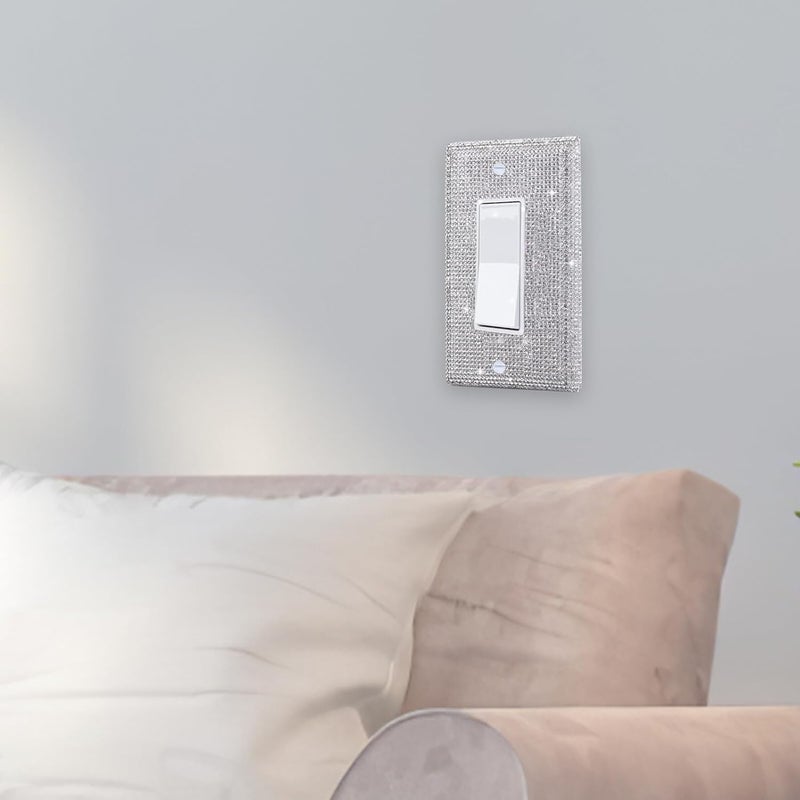 Rhinestone Light Switch Cover Mirror Outlet Cover Plate, Single Rocker Switch Wall Plate with Glitter Bling Decoration, Compatible with US Standard Electrical Sockets for Home - Image 4