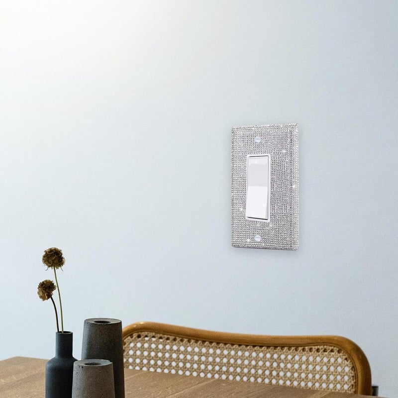 Rhinestone Light Switch Cover Mirror Outlet Cover Plate, Single Rocker Switch Wall Plate with Glitter Bling Decoration, Compatible with US Standard Electrical Sockets for Home - Image 5