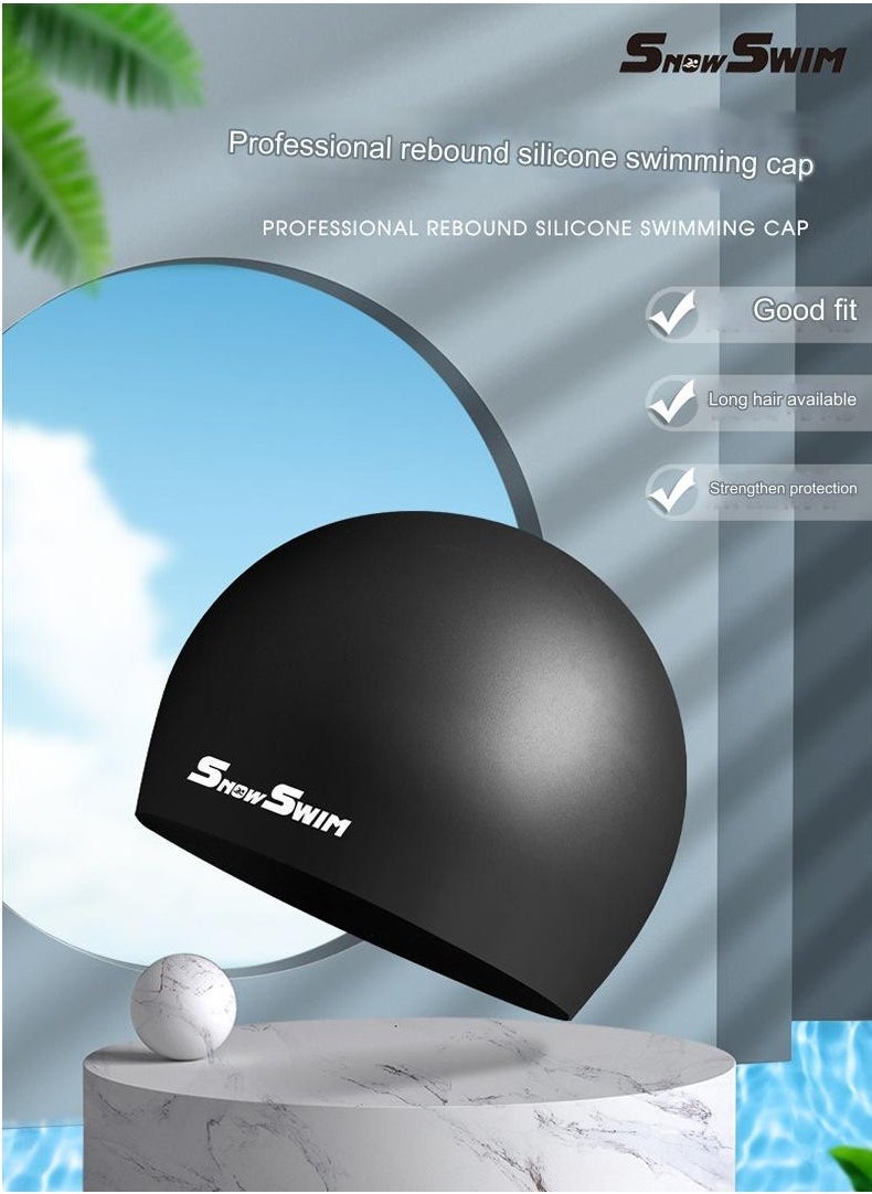 SS Silicone Swimming Cap for Adult Men Women Long Hair Protecting Ears and Hair from Chlorine, Bacteria, Sand in the Water Odorless and Skin Friendly 2 PCS  - Image 2