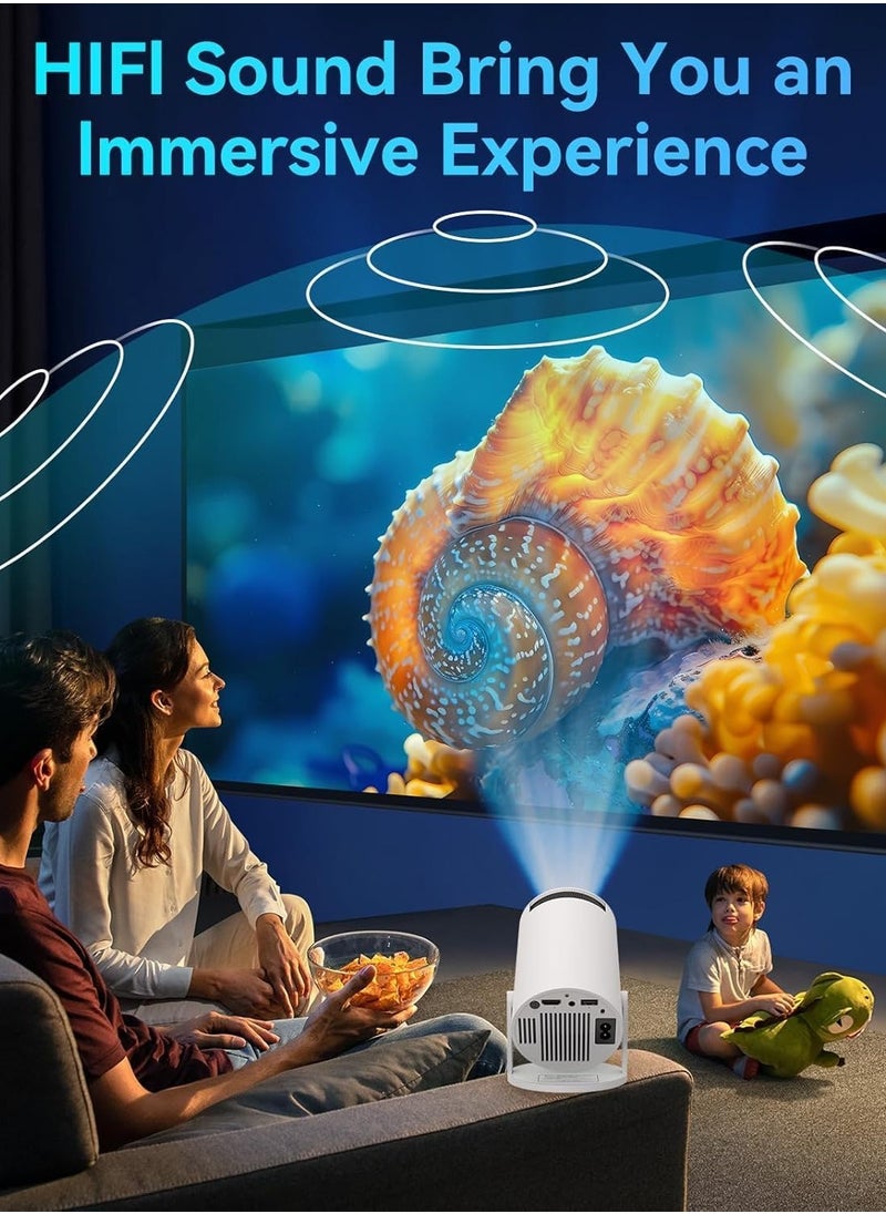 Rabos Mini Projector with Android Portable Projector 5G WiFi6 BT5.0 Smart Projector 4K 1080P Full HD Support Auto Horizontal 180°Rotatable Home/Outdoor Projector for Phone/TV Stick/Laptop  - Image 2