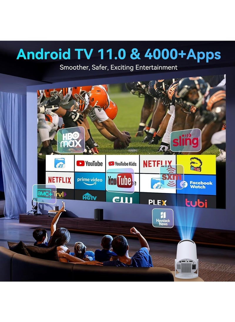 Rabos Mini Projector with Android Portable Projector 5G WiFi6 BT5.0 Smart Projector 4K 1080P Full HD Support Auto Horizontal 180°Rotatable Home/Outdoor Projector for Phone/TV Stick/Laptop  - Image 3