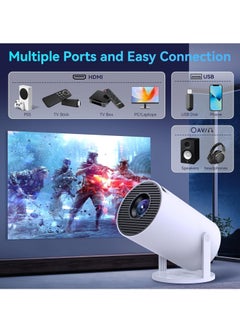 Rabos Mini Projector with Android Portable Projector 5G WiFi6 BT5.0 Smart Projector 4K 1080P Full HD Support Auto Horizontal 180°Rotatable Home/Outdoor Projector for Phone/TV Stick/Laptop  - Image 5