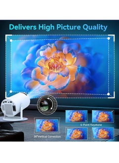 Rabos Mini Projector with Android Portable Projector 5G WiFi6 BT5.0 Smart Projector 4K 1080P Full HD Support Auto Horizontal 180°Rotatable Home/Outdoor Projector for Phone/TV Stick/Laptop  - Image 4