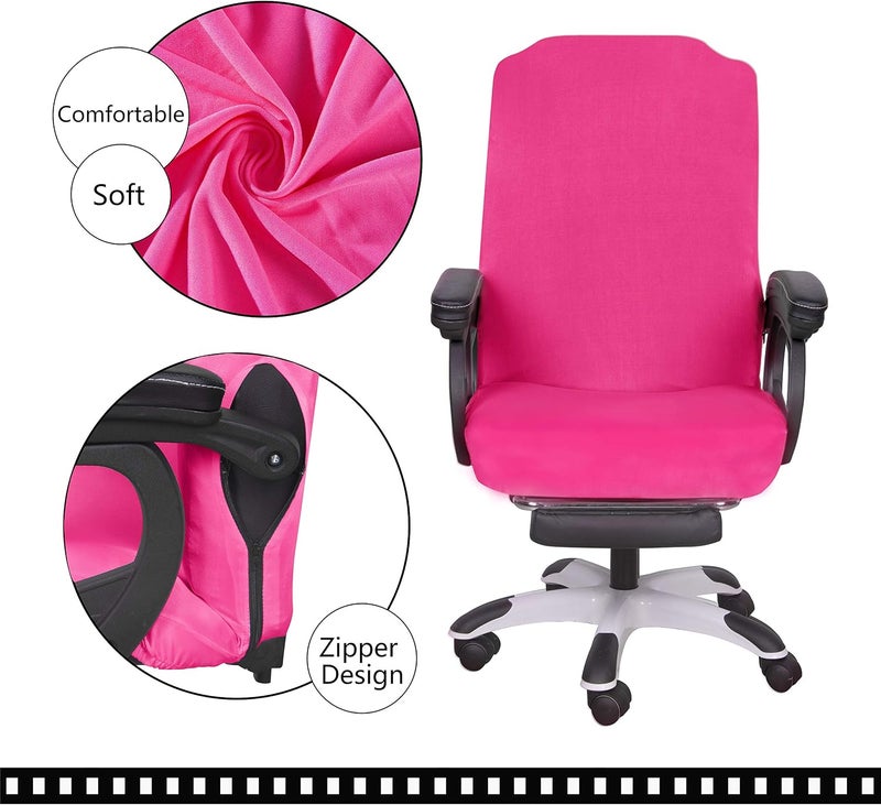 SARAFLORA Office Chair Cover - Medium, Dark Pink - Removable Computer Chair Cover with Zipper for Universal Rotating Chair Desk Chair Seat Washable Protector for Pet - Image 4