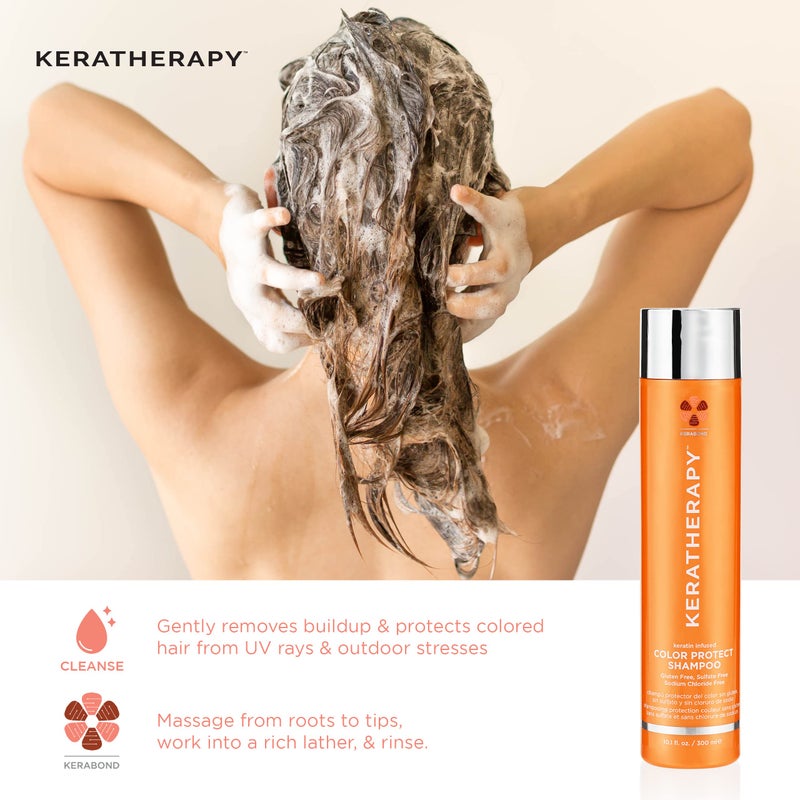 KERATHERAPY Keratin Infused Color Protect Shampoo, 10.1 fl. oz., 300 ml - Gluten Free Color Protecting Shampoo for Color Treated Hair with Kerabond Technology, Red Raspberry Oil, Omega 3 & 6 - Image 4