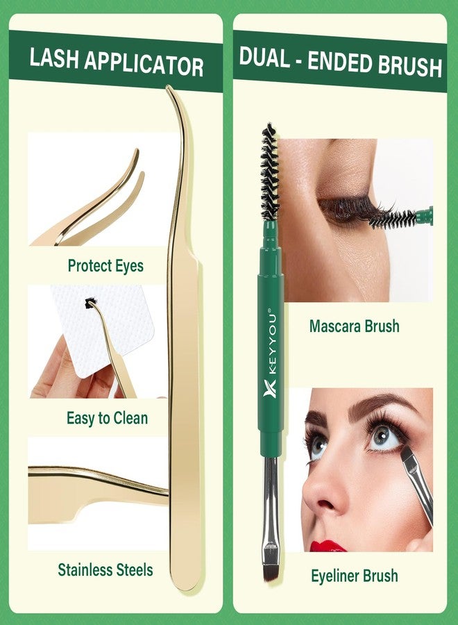 KEYYOU DIY Lash Extension Kit KEYYOU 144pcs Lash Clusters Eyelash Extension Kit with Mascara Brush Bond and Seal Lash Glue Remover Lash Applicators Lash Brush for DIY Lash Extensions (Y03 Kit) - Image 5