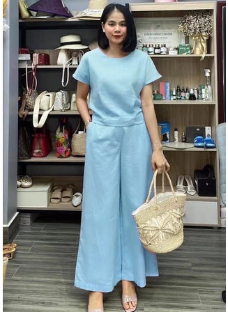 Amazon cross-border spring and summer plus size loose chubby girl temperament casual solid color short sleeve sports suit foreign trade wholesale Sky Blue - pzsku/ZFC62745EE5F25F6D6F49Z/45/1746231002/c9a5659d-4db2-4fd4-ab68-d1ed993423b6