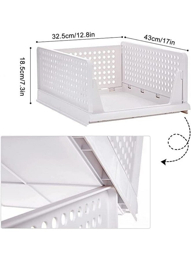JEYANG Stackable Wardrobe Organizer for Clothes - Multipurpose Foldable Plastic Closet Storage Cupboard for Home Kitchen, Bedroom (Pack of 6, White) - Image 2