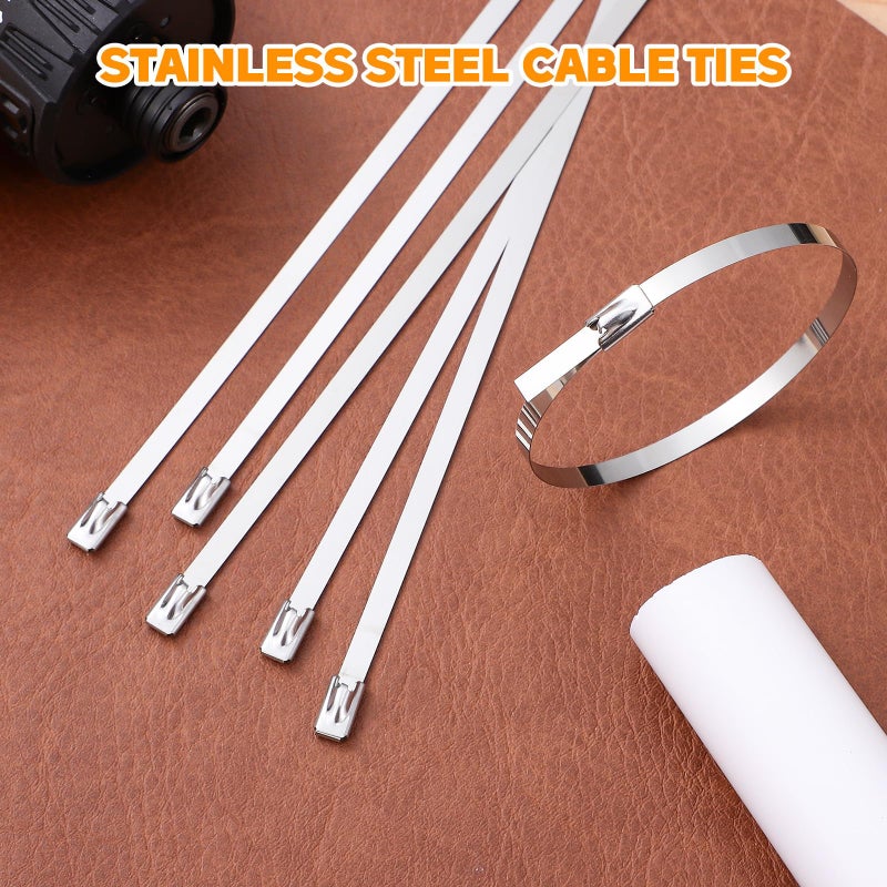 304 Stainless Steel Metal Cable Zip Ties 200 Pcs 11.8 Inch Heavy Duty Self Locking - Image 4