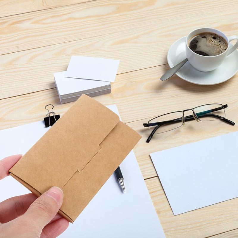 Kraft Paper Business Card Storage Box 105x65x5mm 350g 30 Pcs Portable Card Holder Case - Image 3