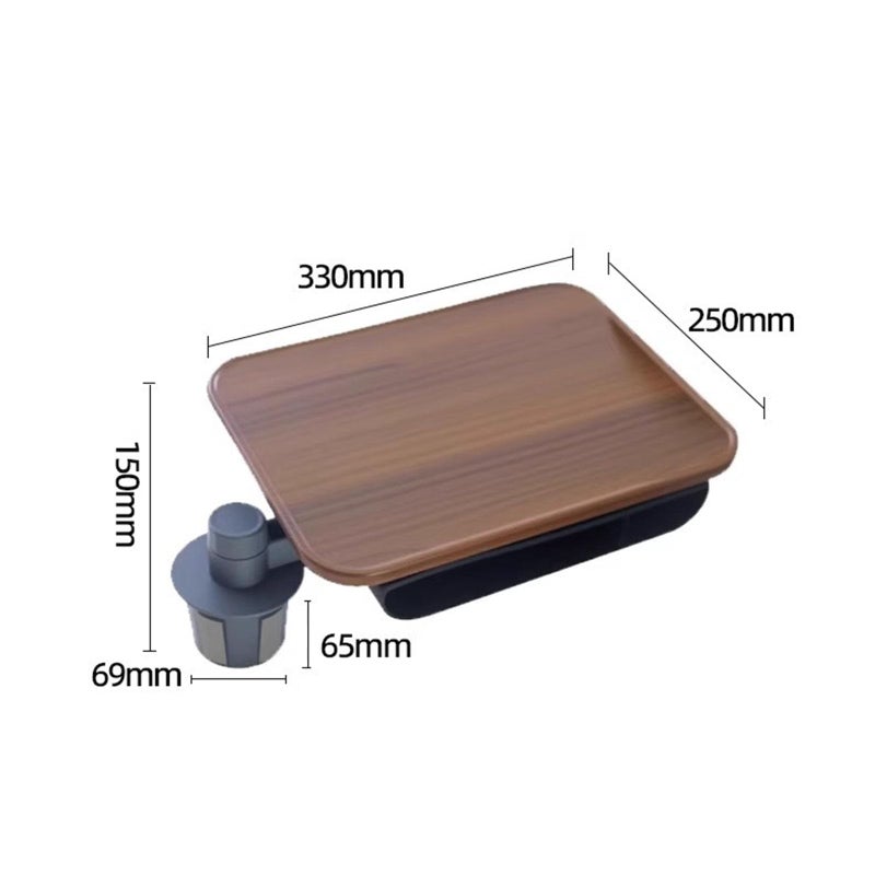 Rotating Solid Wood Car Laptop Desk With Cup Holder Portable Workstation B Style - Image 3