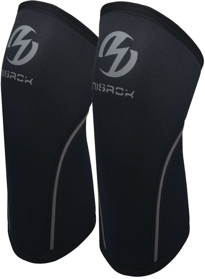 Nisrok Knee Sleeves (1 Pair), 7mm Neoprene Compression Knee Braces, Great Support for Cross Training, Weightlifting, Powerlifting, Squats, Basketball and More (Black, Large) - Image 1