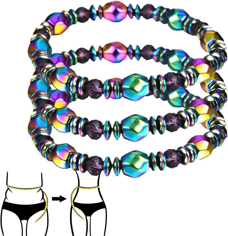 Excefore Magnetic Hematite Bracelet Set - 3 Adjustable Bracelets for Balance and Wellness, Stylish Magnetic Therapy Jewelry, Magnetic Therapy Ankle Bracelet, Magnet Stone Bracelet Relieve Anxiety Bracelet - Image 1