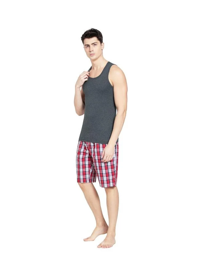 Jockey Charcoal Melange & Neon Orange FP04 Men Super Combed Cotton Rib Round Neck Sleeveless Vest with Extended Length for Easy Tuck for Men | Best Price UAE