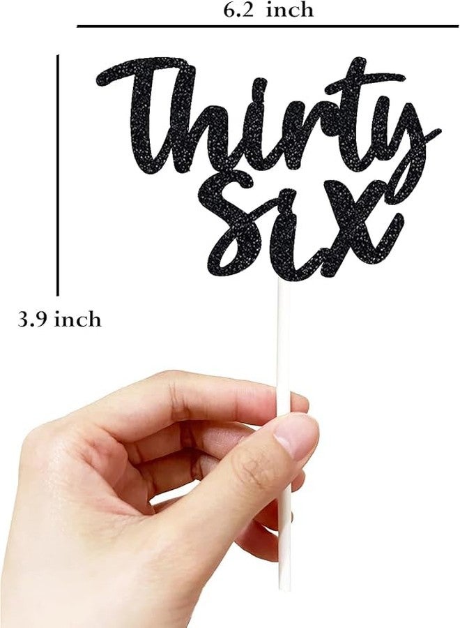 TrifleArte Thirty Sixth Birthday Cake Topper | Black Glitter | 36th Anniversary Party Decoration | Double-Sided | Durable & Elegant Smash Cake Décor for Boys & Girls - Image 2