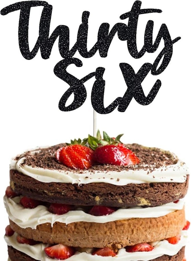 TrifleArte Thirty Sixth Birthday Cake Topper | Black Glitter | 36th Anniversary Party Decoration | Double-Sided | Durable & Elegant Smash Cake Décor for Boys & Girls - Image 1