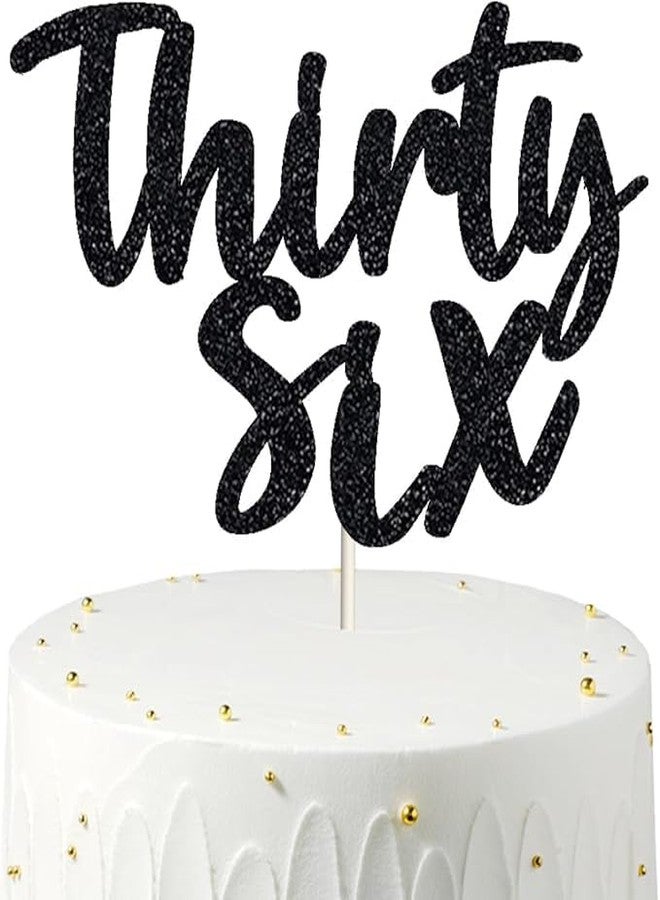 TrifleArte Thirty Sixth Birthday Cake Topper | Black Glitter | 36th Anniversary Party Decoration | Double-Sided | Durable & Elegant Smash Cake Décor for Boys & Girls - Image 3