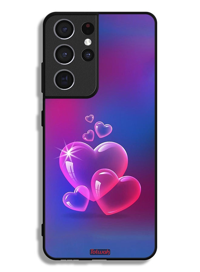 Tolwak Samsung Galaxy S21 Ultra 5G Protective Case Cover Water Hearts - Image 3