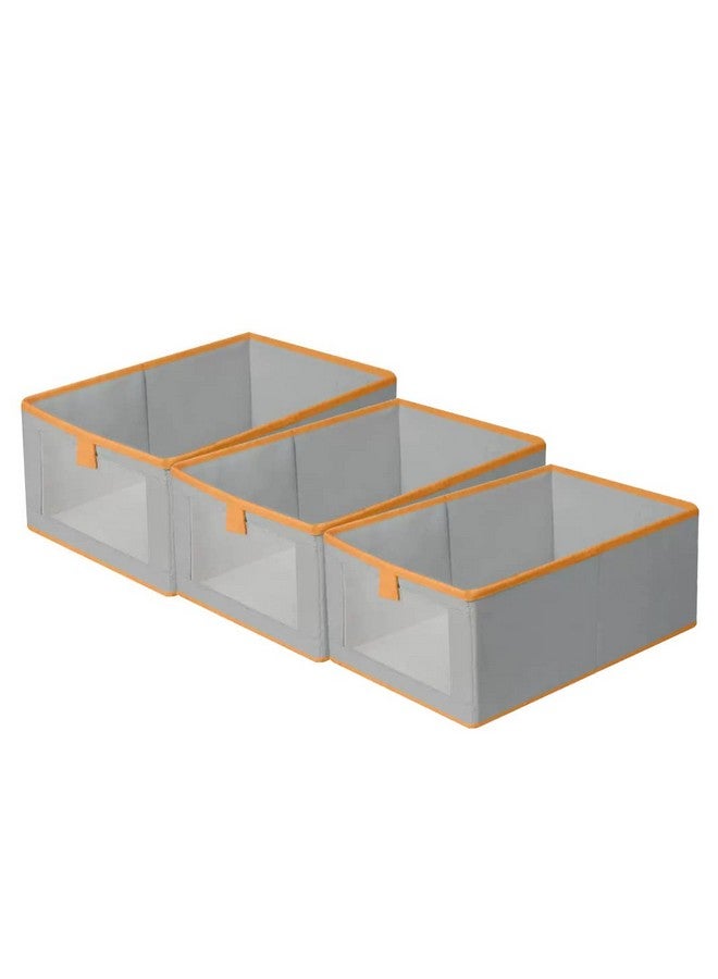 HOUSE OF QUIRK House of Quirk Durable And Versatile Closet Organizers And Storage Baskets, Rectangle Clothing Storage Boxes, Fabric Storage Containers For Pants, Shirt, Sweaters, Bra Panty, Socks (Grey,Pack Of 3)  - Image 1