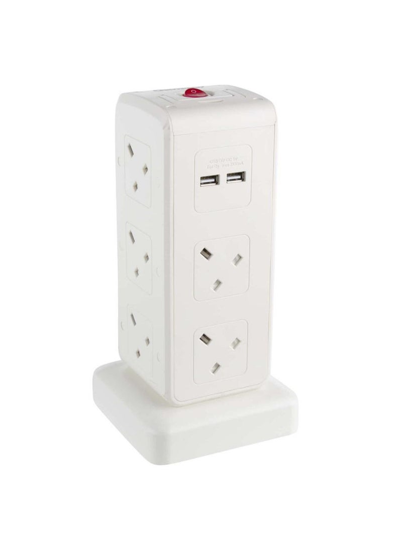 Oshtraco 10-Way Power Extension Cord W/ 4 USB Ports 2m