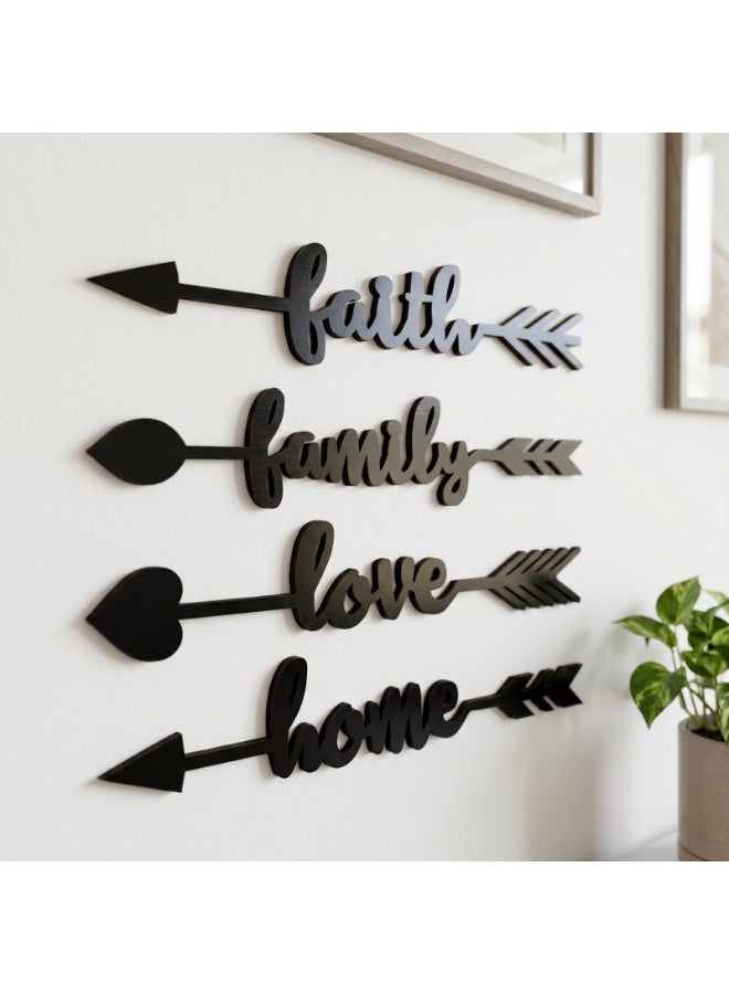ديكور حائط اسود خشبي Love Arrows – تصميم عصري مجسم – لون أسود أنيق – سمك 6 ملم – لاصق دبل فيس جاهز للتثبيت – زينة حائط للمنزل والمطبخ عالي الجودة - Image 1