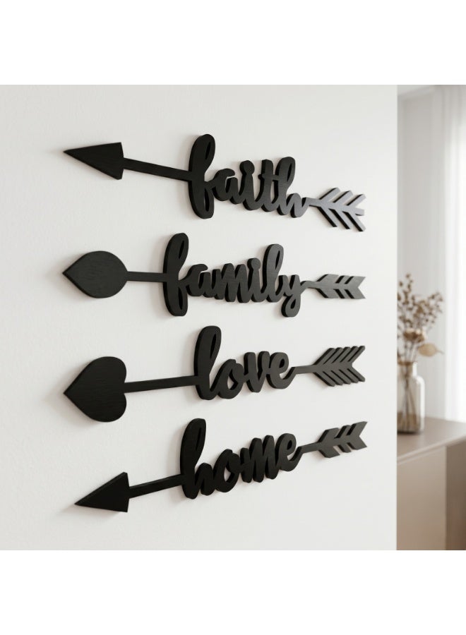 ديكور حائط اسود خشبي Love Arrows – تصميم عصري مجسم – لون أسود أنيق – سمك 6 ملم – لاصق دبل فيس جاهز للتثبيت – زينة حائط للمنزل والمطبخ عالي الجودة - Image 3