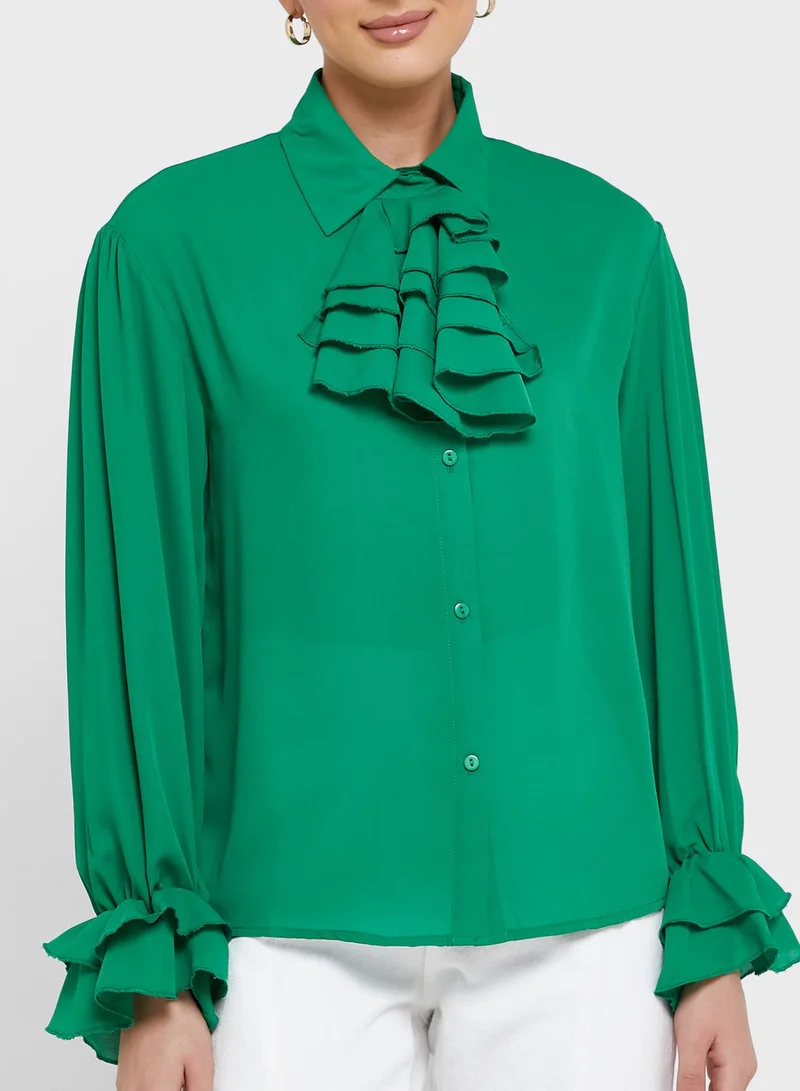 ELLA Ruffle Collar Detail Top
