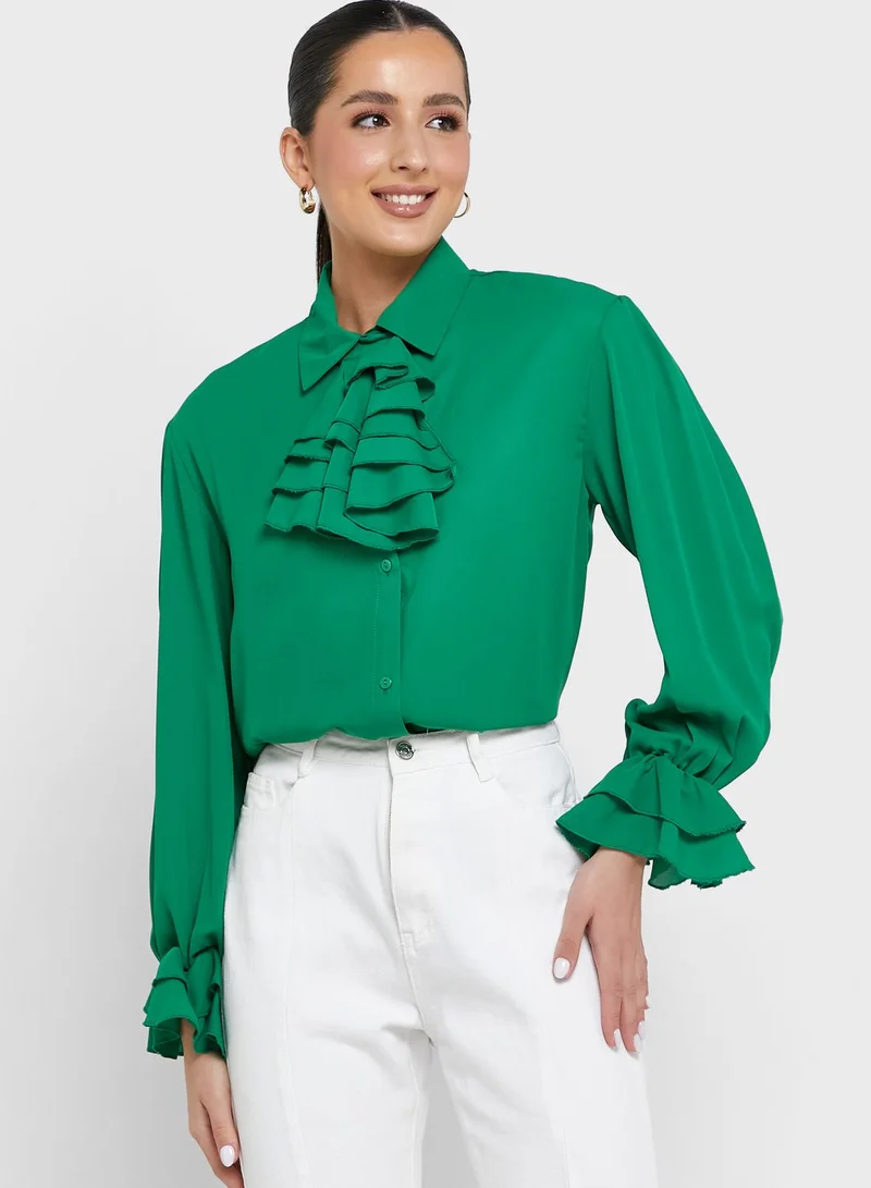 ELLA Ruffle Collar Detail Top