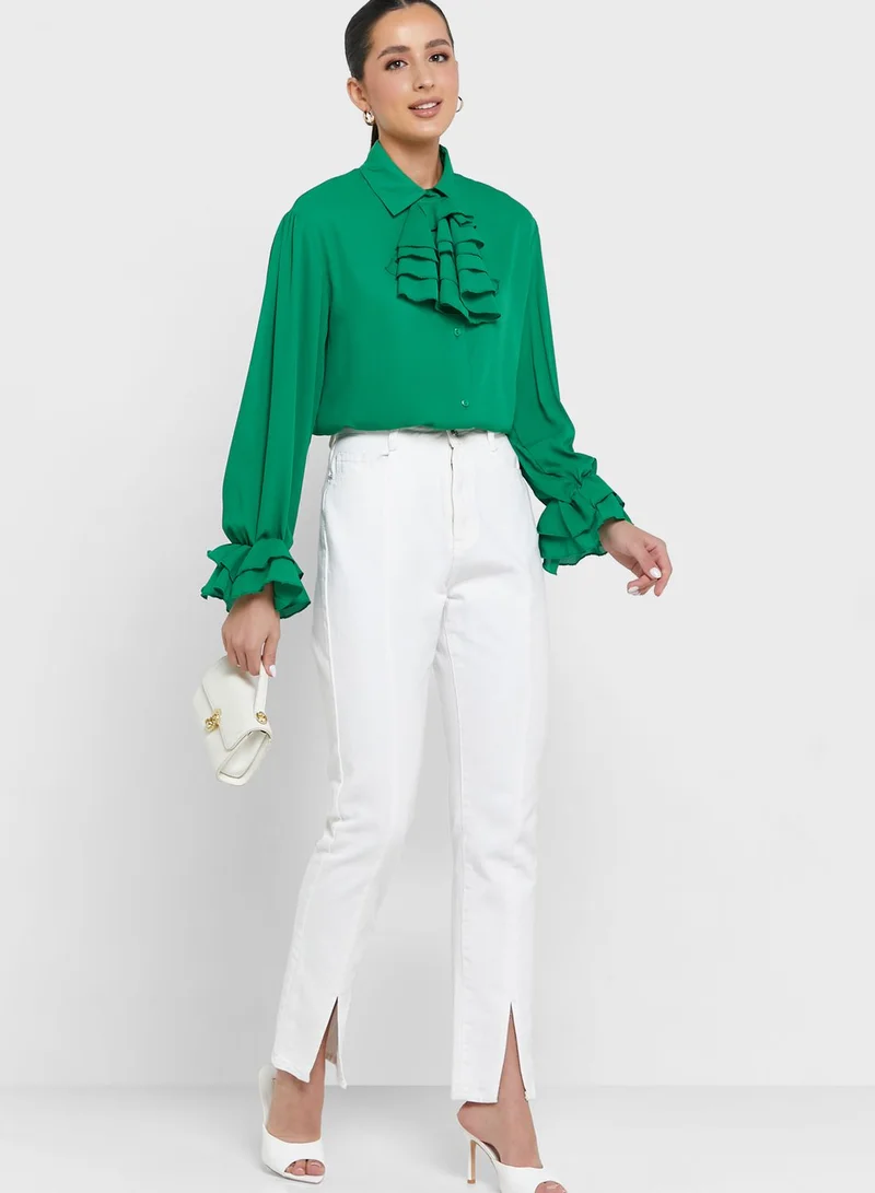 ELLA Ruffle Collar Detail Top