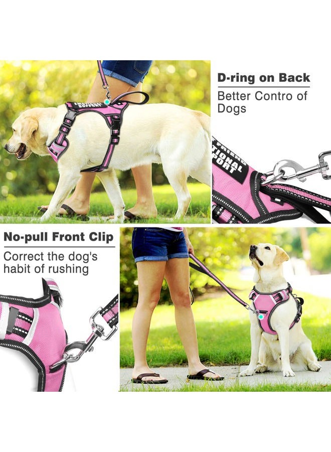 WINSEE Service Dog Vest No Pull Dog Harness with 7 Dog Patches, Reflective Pet Harness with Durable Soft Padded Handle for Training Small, Medium, Large, and Extra-Large Dogs (Medium, Pink) - Image 4