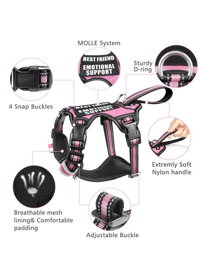 WINSEE Service Dog Vest No Pull Dog Harness with 7 Dog Patches, Reflective Pet Harness with Durable Soft Padded Handle for Training Small, Medium, Large, and Extra-Large Dogs (Medium, Pink) - Image 3