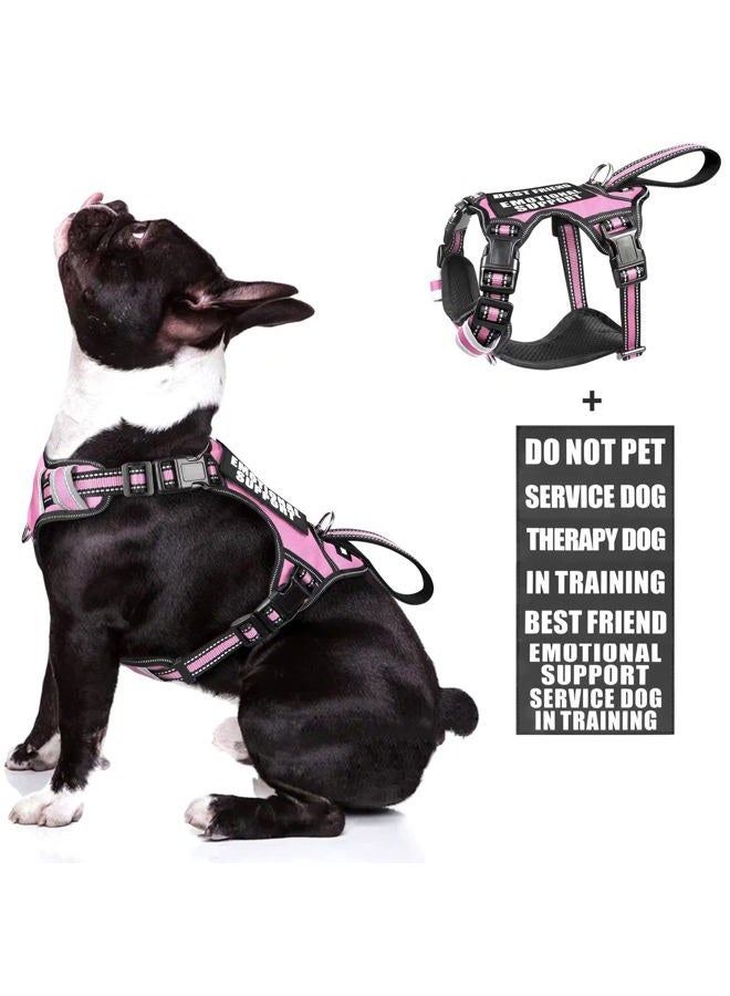 WINSEE Service Dog Vest No Pull Dog Harness with 7 Dog Patches, Reflective Pet Harness with Durable Soft Padded Handle for Training Small, Medium, Large, and Extra-Large Dogs (Medium, Pink) - Image 1