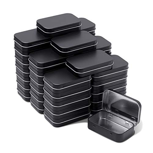 Tamicy Metal Rectangular Hinged Tins - Pack of 40 Matte Black Mini Portable Box Containers Small Empty Storage Tins with Lids Home Organizer Kit for Storage Drawing Pin Jewelry Crafts - Image 1