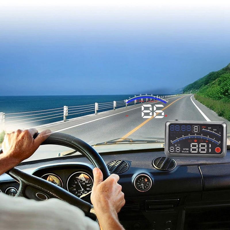 كلاراكو شاشة عرض أمامية عالية الدقة مقاس 5.5 بوصة OBD II GPS HUD لعرض السرعة الزائدة وتحذير السرعة الزائدة واستهلاك الوقود ودرجة الحرارة - Image 5