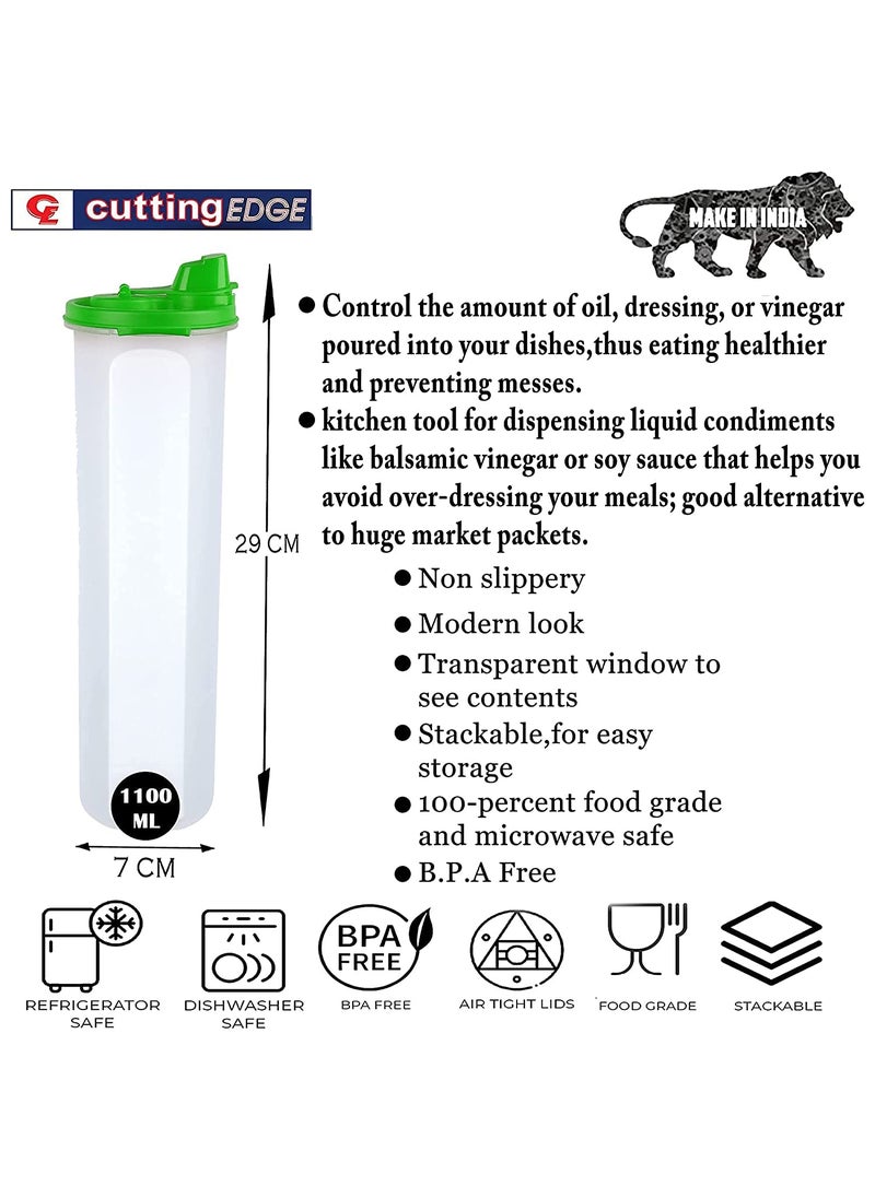Cutting EDGE Cutting EDGE AirTight Leak Proof Plastic Oil Pourer for Vinegar Sauces Olive Refined Oils Easy Flow BPA Free Refrigerator Safe 250ml Green 2 Oil Pourer  - Image 2