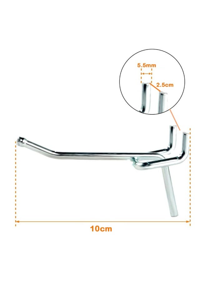 JZS Pegboard Hooks,Sturdy and Durable Galvanized Metal suitbale for Pegboard Hooks,Pegboard Hooks for Garage,Office,Kitchen,Store,2.5cm(1/4"),10PCS,Silver - Image 2