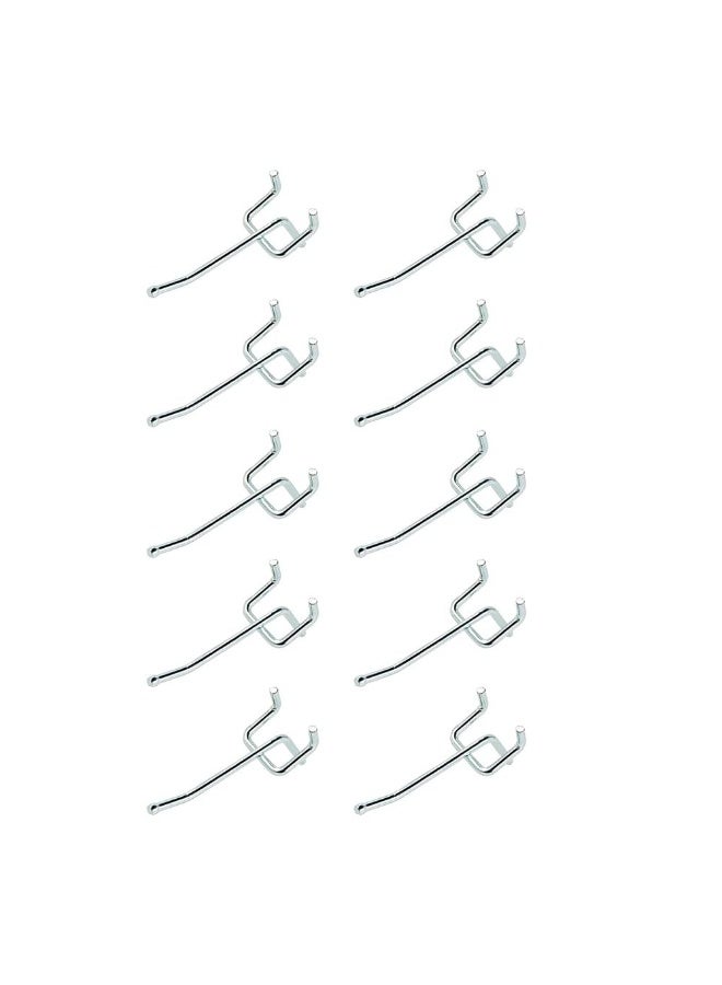 JZS Pegboard Hooks,Sturdy and Durable Galvanized Metal suitbale for Pegboard Hooks,Pegboard Hooks for Garage,Office,Kitchen,Store,2.5cm(1/4"),10PCS,Silver - Image 1