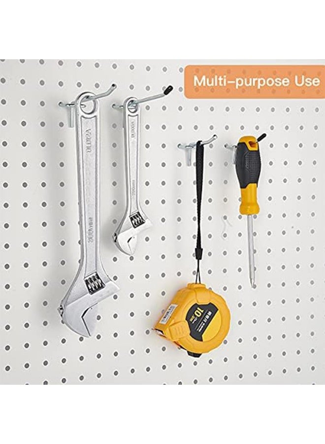 JZS Pegboard Hooks,Sturdy and Durable Galvanized Metal suitbale for Pegboard Hooks,Pegboard Hooks for Garage,Office,Kitchen,Store,2.5cm(1/4"),10PCS,Silver - Image 4