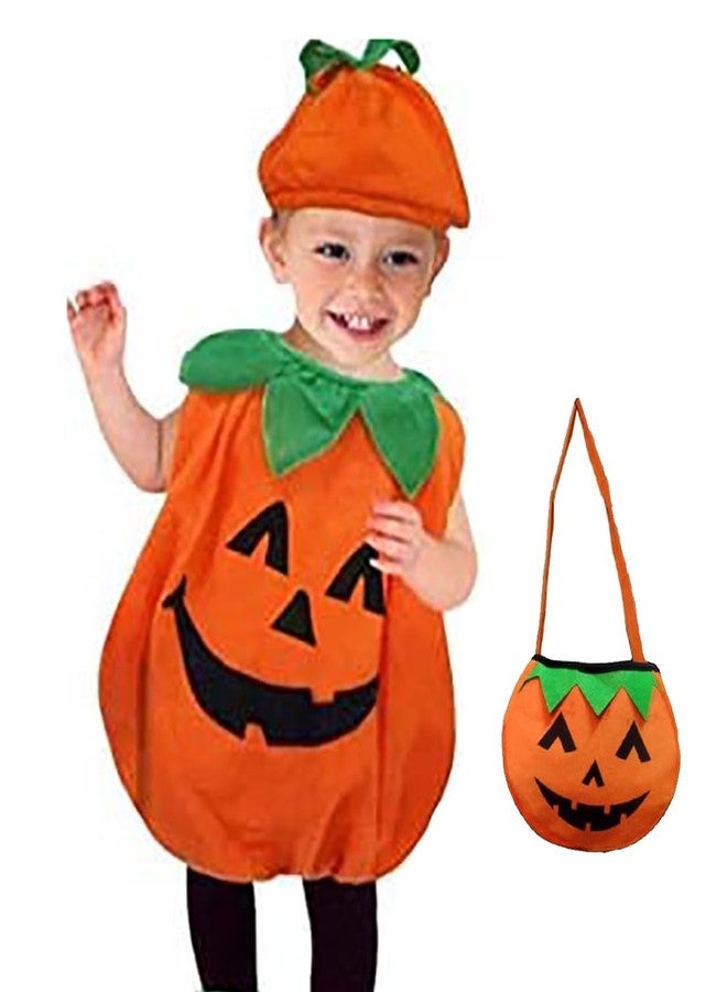 The GrowSome Halloween Dress for kids| Halloween costume | Halloween Dress for Boy|Halloween Dress for girl| Pumpkin Dress, Vampire Cape, Hat, Robe for kid (Pumpkin Dress with Cap, 5-6 Years) - Image 1