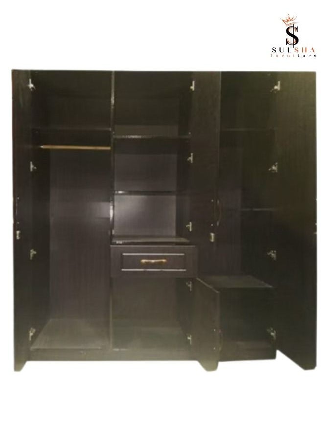 SULSHA - 3 Door Wardrobe With Mirror And Drawer Black Color - Image 1