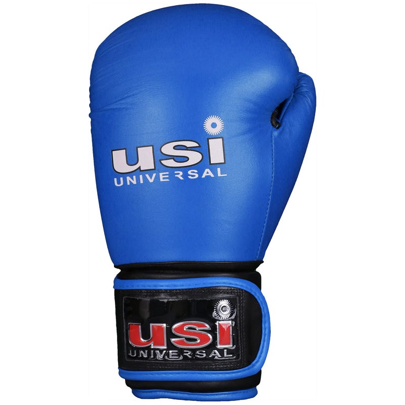 USI UNIVERSAL Boxing Gloves, 609M1 Blue Immortal Safe Spar Gloves, Punching Bag Gloves For Boxing, Training, Top Grain Hide Leather, Foam Padding, Elastic Hook & Loop Wrap Around Strap (Size 12oz) - Image 2