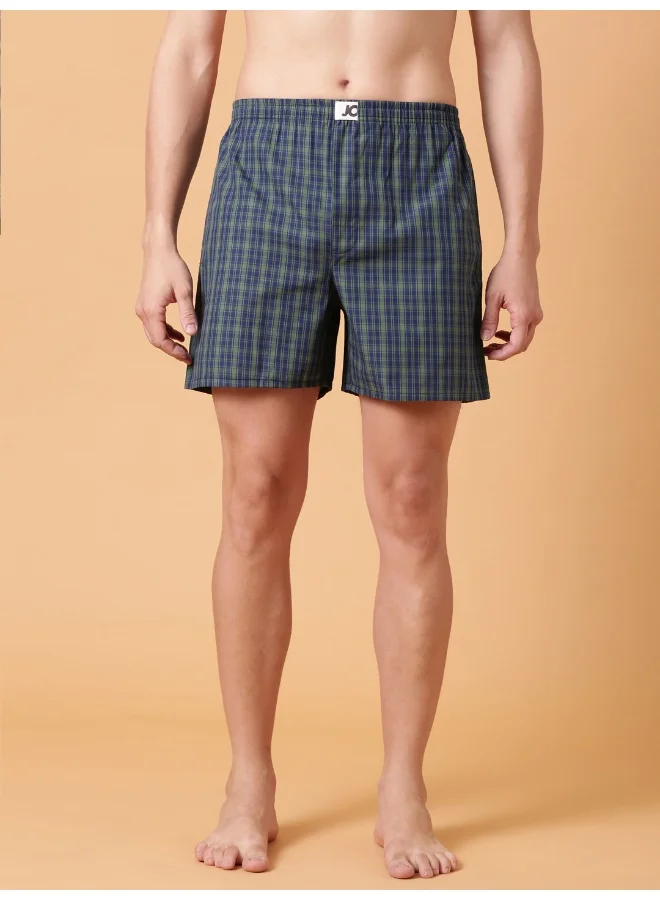 جوفن Joven Men Checked Cotton Boxer Shorts Pack of 2