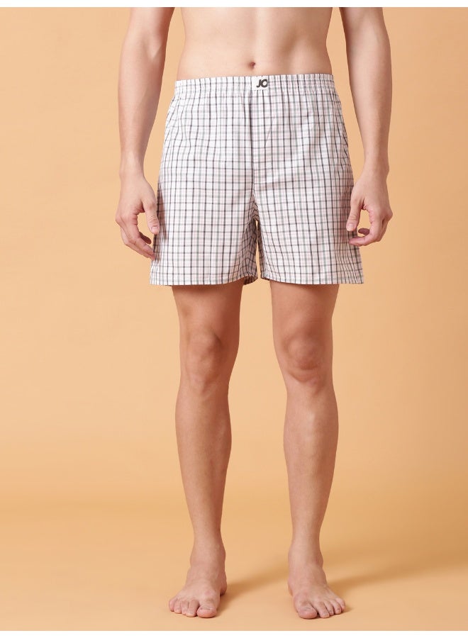 Joven Men Checked Cotton Boxer Shorts Pack of 2 - Image 3